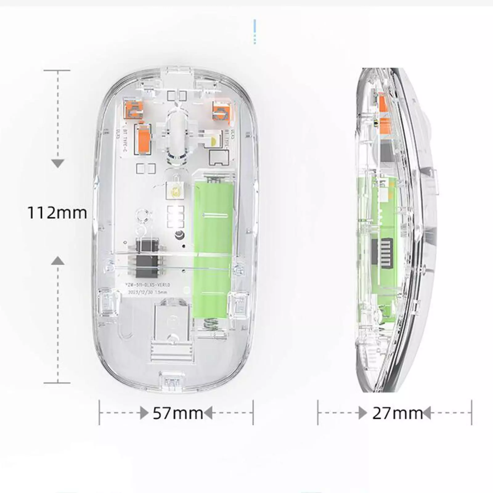 Transparent Wireless Bluetooth Mouse – Type-C Rechargeable