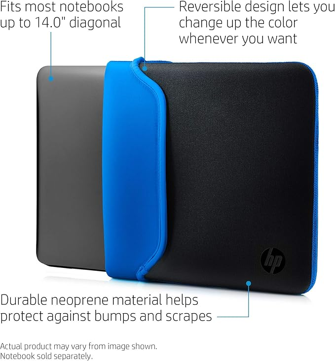 HP 14 Inch (35.5 cm) Black & Blue Reversible Neoprene Sleeve