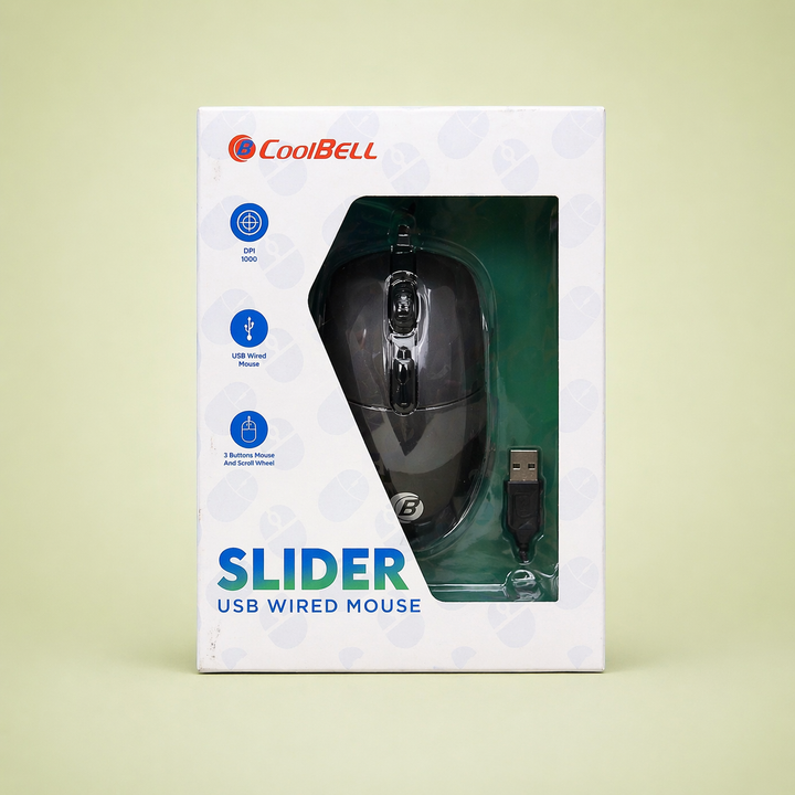 CoolBell Slider USB Mouse – Smooth &amp; Reliable Control – 1 Year Warranty | Certified by Technology Zone