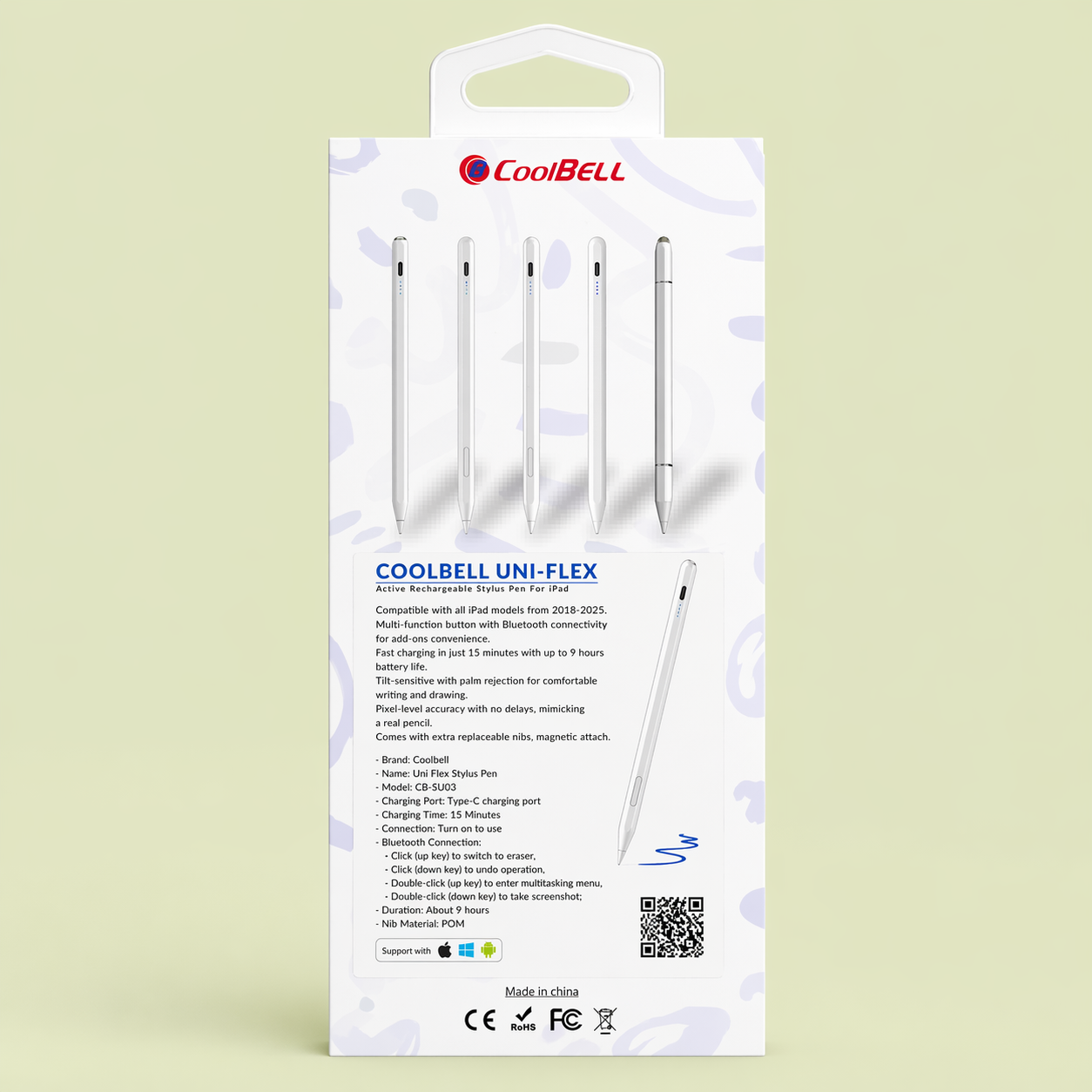 CoolBell UNI-FLEX Stylus Pen – Smooth &amp; Flexible Touch Pen (Android / iPad / Windows) – 1 Year Warranty | Certified by Technology Zone