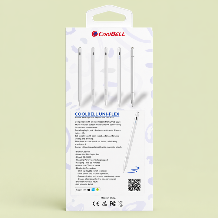 CoolBell UNI-FLEX Stylus Pen – Smooth &amp; Flexible Touch Pen (Android / iPad / Windows) – 1 Year Warranty | Certified by Technology Zone