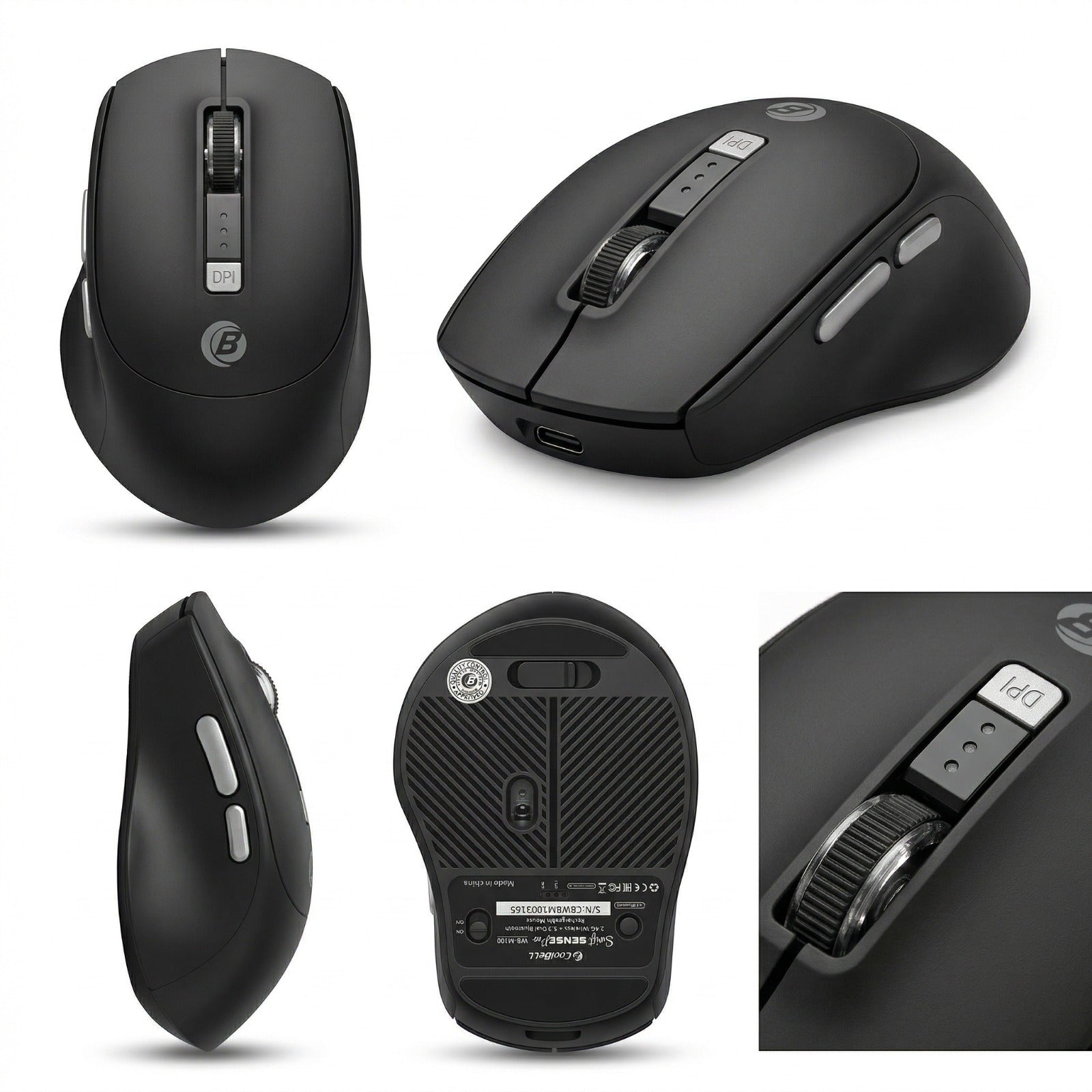 CoolBell Swift Sense Pro Wireless Mouse – Dual Mode (Bluetooth + USB) – Rechargeable – 1 Year Warranty | Certified by Technology Zone
